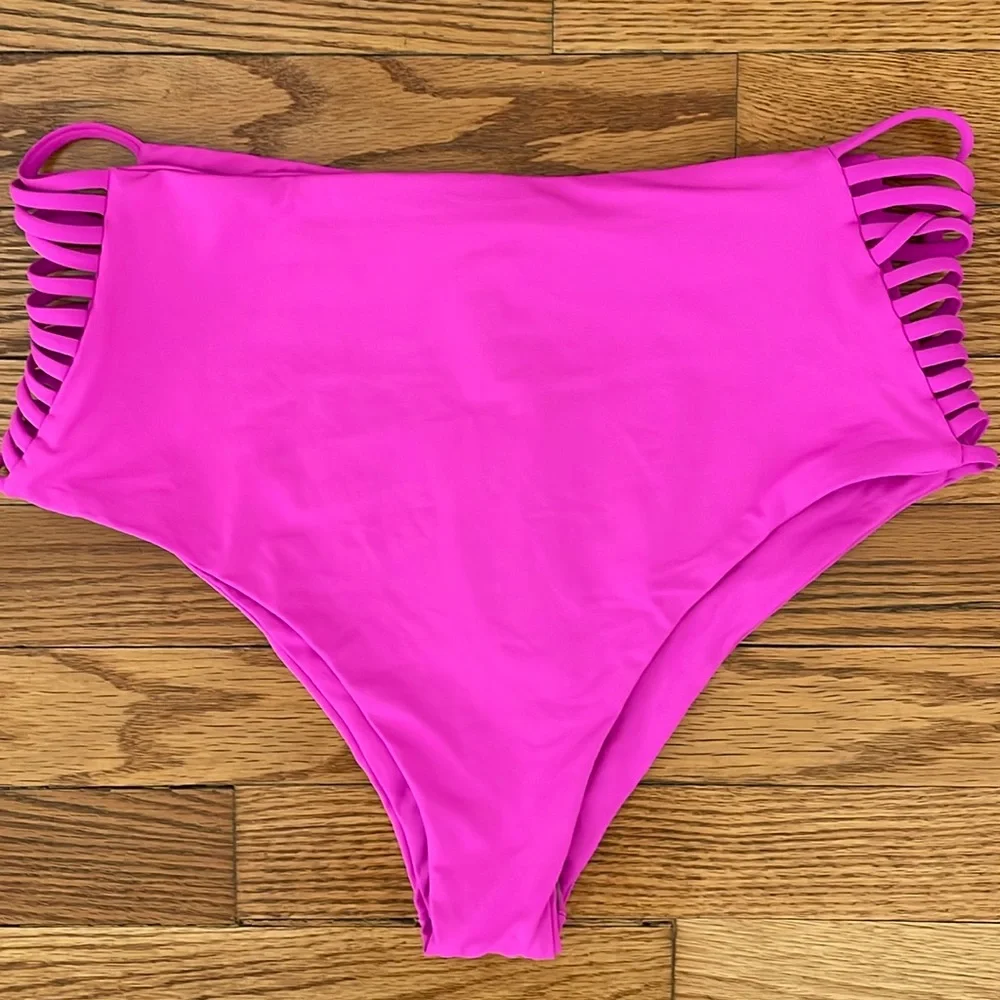 l*space Harrington‎ High Waist Bright Fuchsia Bitsy Bikini Bottom